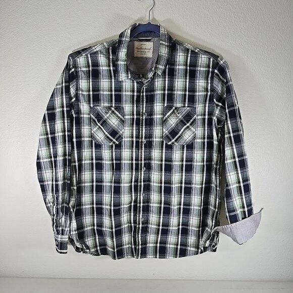OG Weatherproof Green Navy Black White Men's Plaid XL Long Sleeve Button Up - Picture 2 of 11